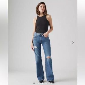 Levi's Distressed Wide Leg Jeans in Blue